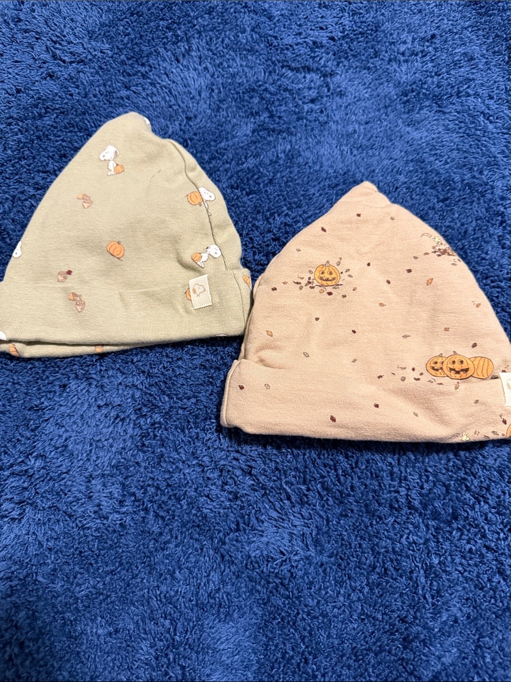 Snoopy Baby Pumpkin Print Beanie Set